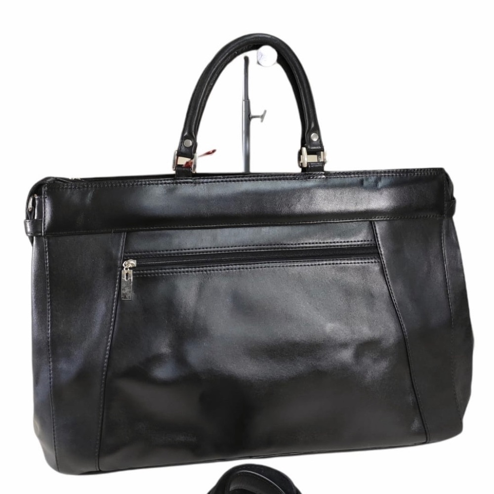 Genuine BLACK Leather Duffel Bag Weekender